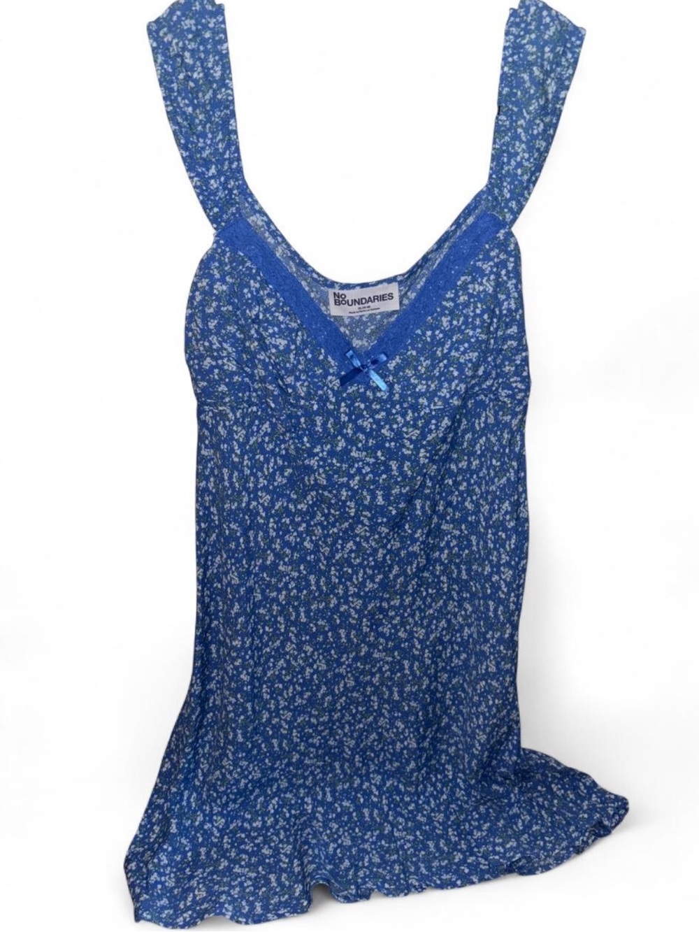 No Boundaries Royal Blue Floral Lace-Trim Tank